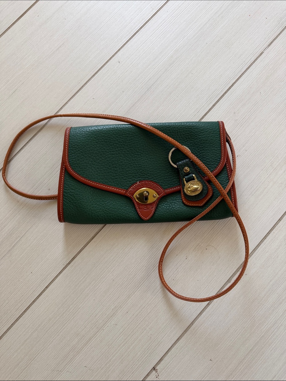 Dooney & Bourke Green and Brown Leather Crossbody Wallet Bag